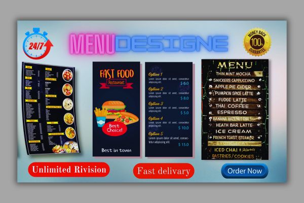 I will do stunning menu Designs food menu, restaurant menu design